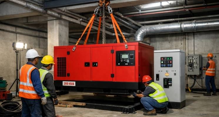 Proses Instalasi Genset 200 kVA Basement Gedung Jakarta 9 Tahapan